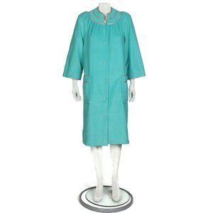 Vintage 50s 60s Evelyn Pearson Aqua Robe House-coat Maisel Retro Pin-up M/L /824